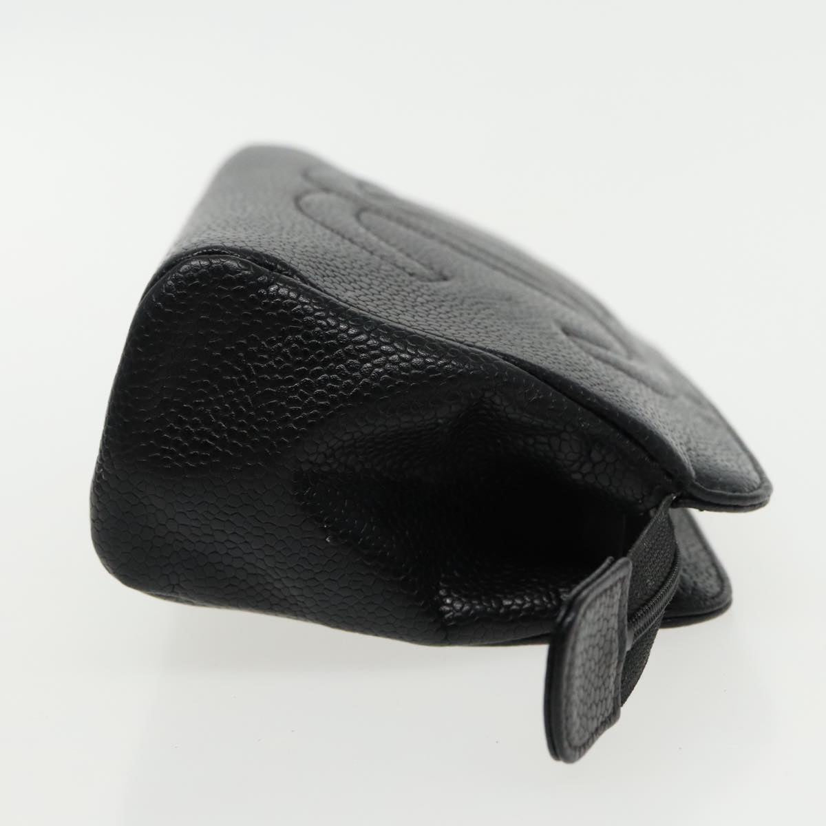 CHANEL COCO Mark Pouch Caviar Skin Black Gold CC am7049