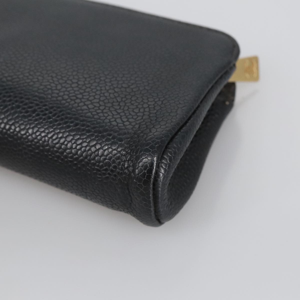 CHANEL COCO Mark Pouch Caviar Skin Black Gold CC am7126