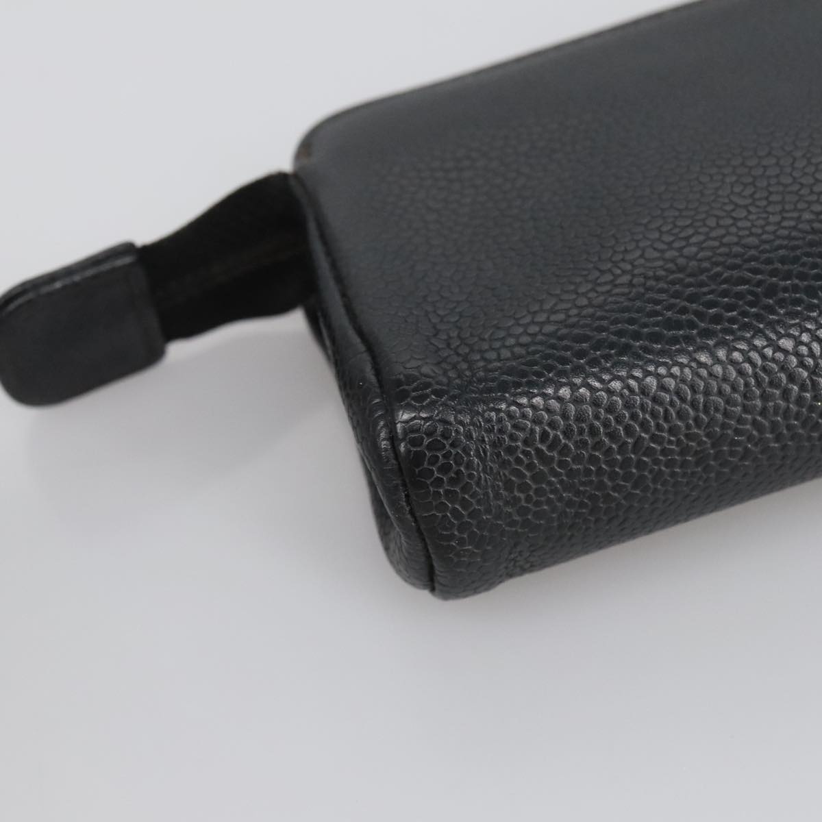 CHANEL COCO Mark Pouch Caviar Skin Black Gold CC am7126
