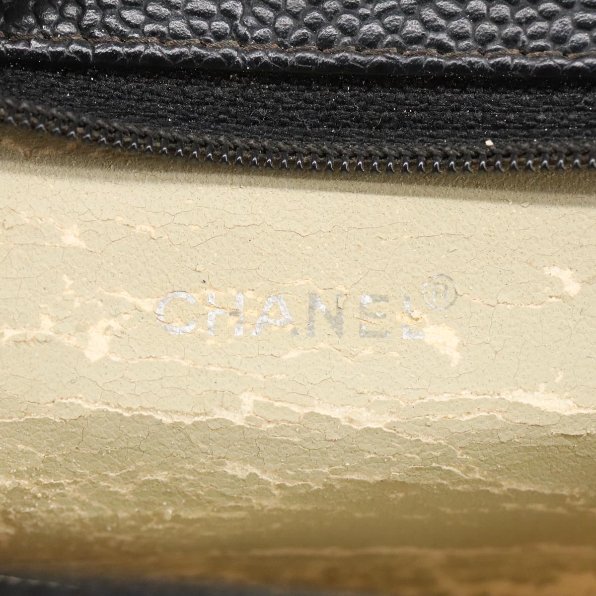 CHANEL COCO Mark Pouch Caviar Skin Black Gold CC am7126