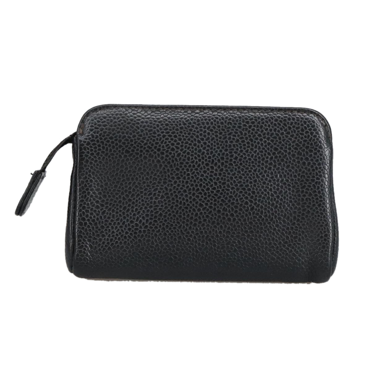 CHANEL COCO Mark Pouch Caviar Skin Black Gold CC am7126