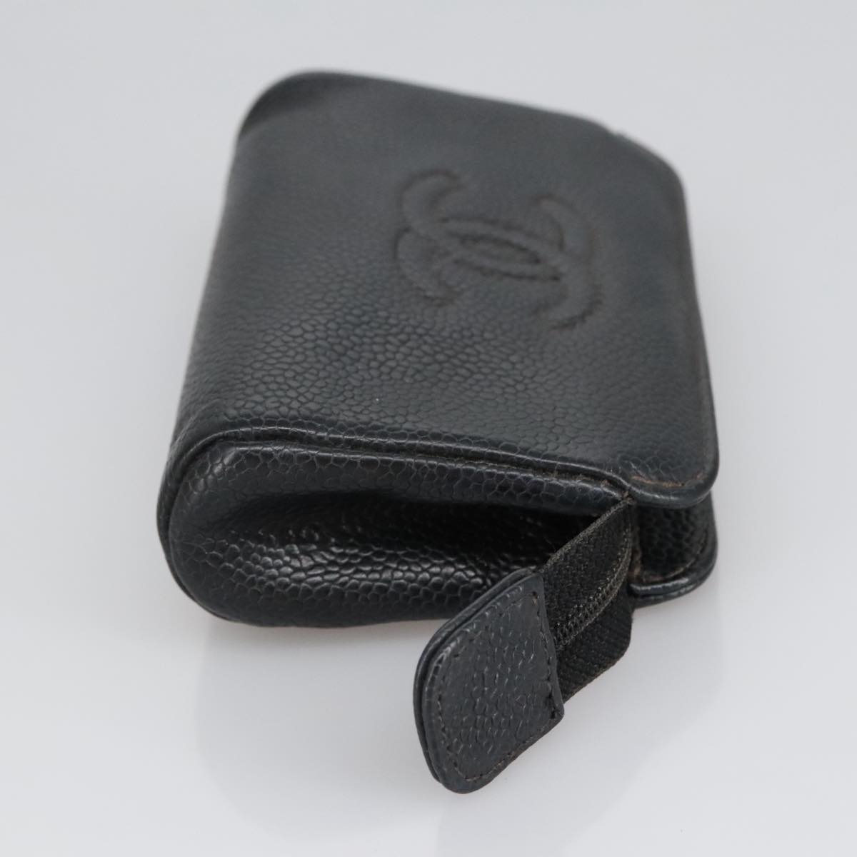 CHANEL COCO Mark Pouch Caviar Skin Black Gold CC am7126