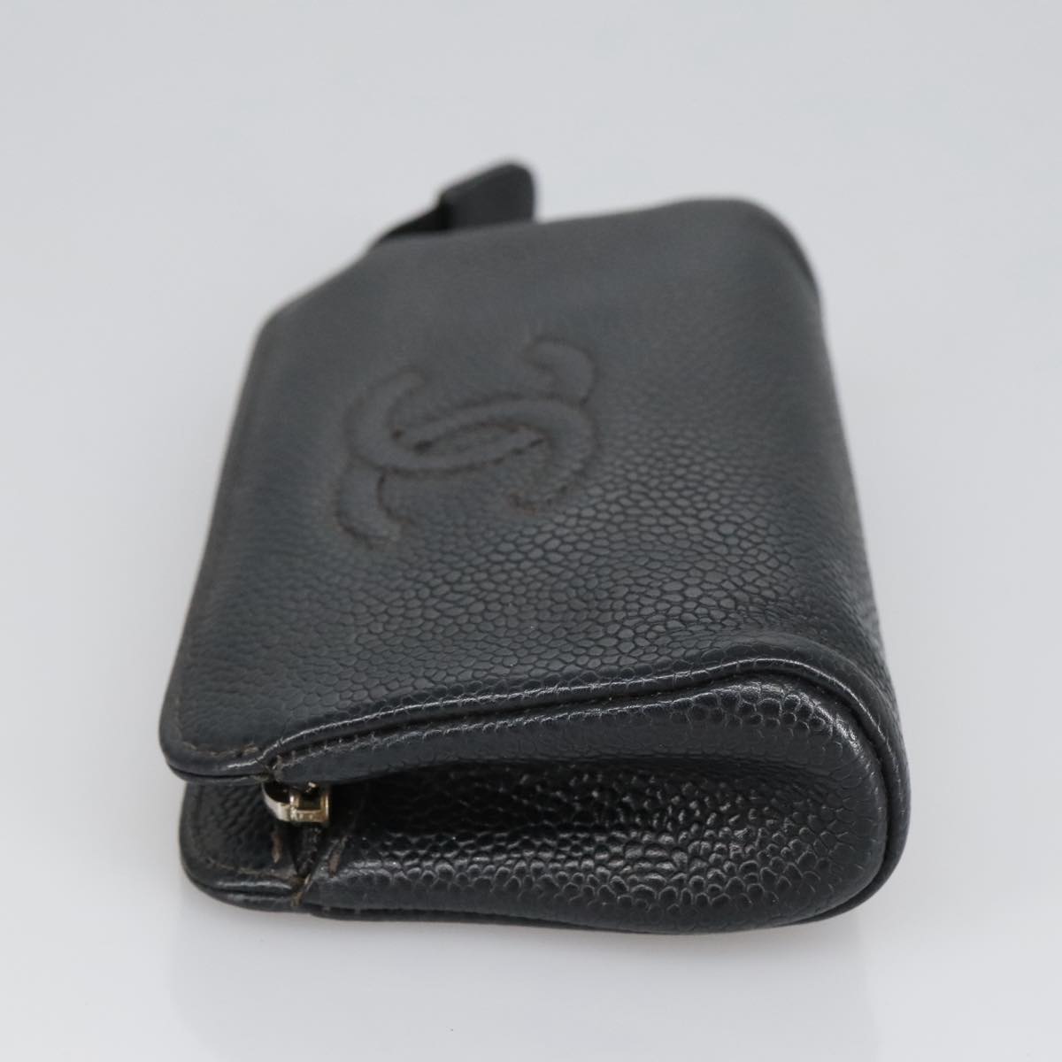 CHANEL COCO Mark Pouch Caviar Skin Black Gold CC am7126