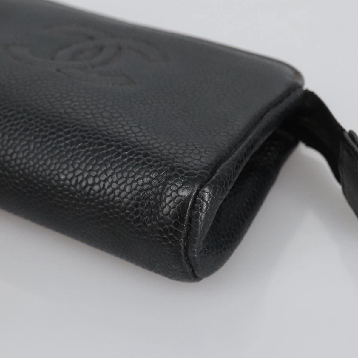 CHANEL COCO Mark Pouch Caviar Skin Black Gold CC am7126