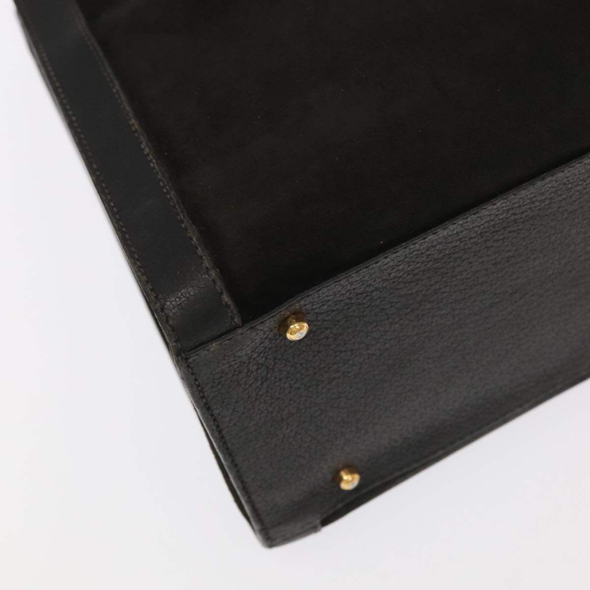 GUCCI Bamboo Hand Bag Suede Leather Black Gold 002 1095 0260 am7190