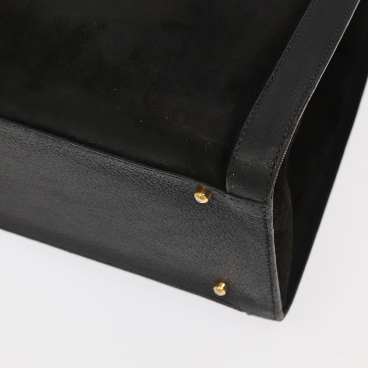 GUCCI Bamboo Hand Bag Suede Leather Black Gold 002 1095 0260 am7190