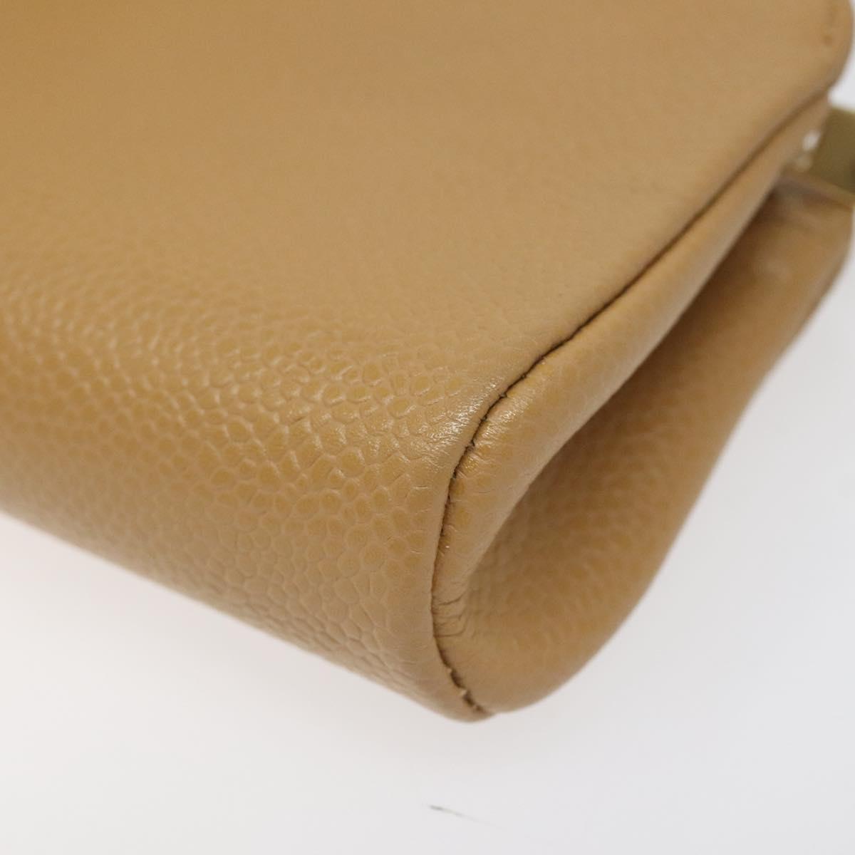 CHANEL COCO Mark Pouch Caviar Skin Beige Gold CC am7634