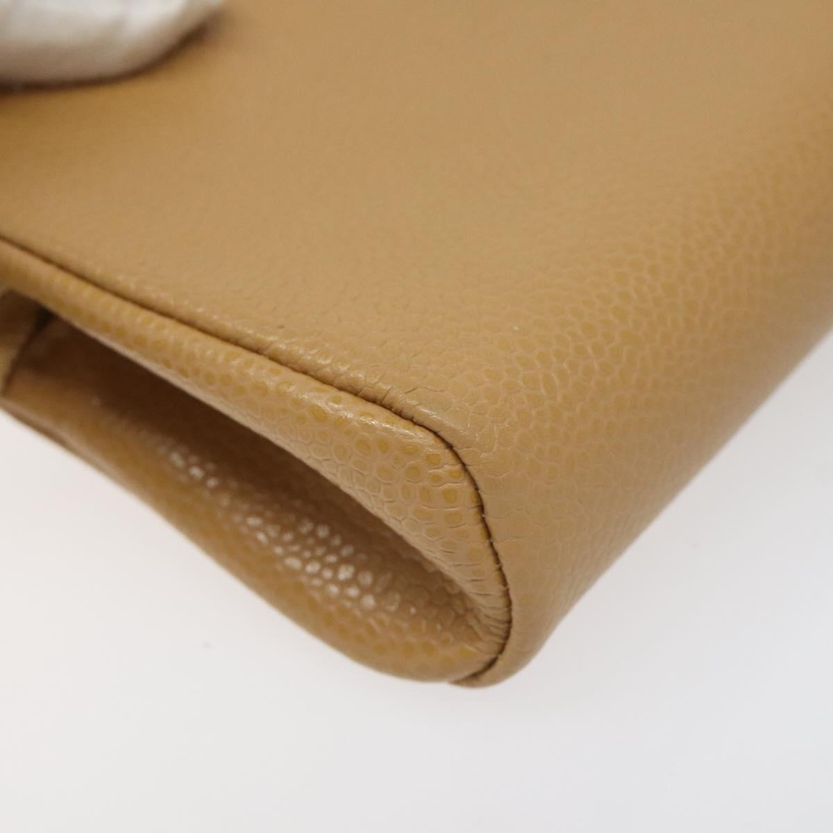 CHANEL COCO Mark Pouch Caviar Skin Beige Gold CC am7634