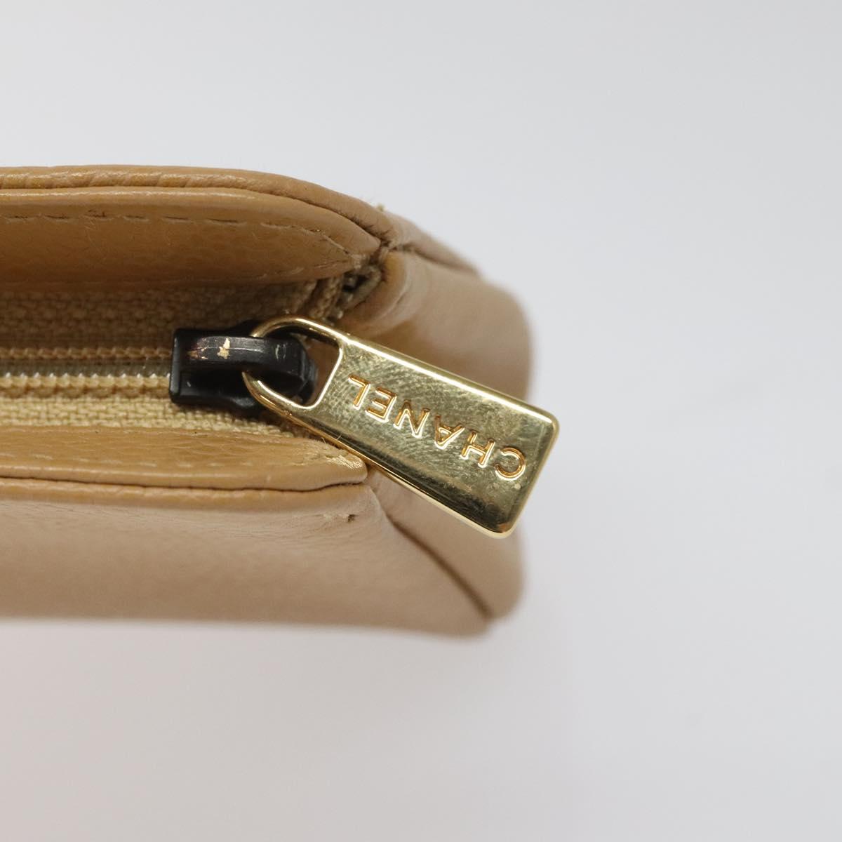 CHANEL COCO Mark Pouch Caviar Skin Beige Gold CC am7634
