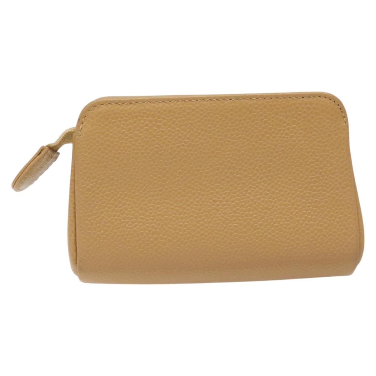 CHANEL COCO Mark Pouch Caviar Skin Beige Gold CC am7634