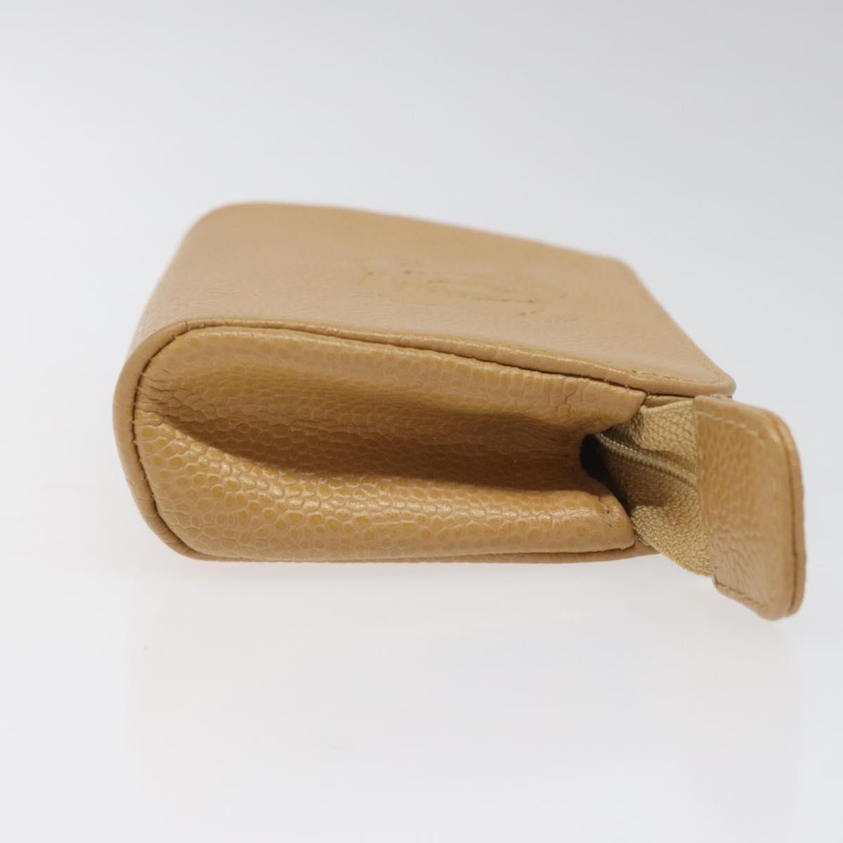 CHANEL COCO Mark Pouch Caviar Skin Beige Gold CC am7634