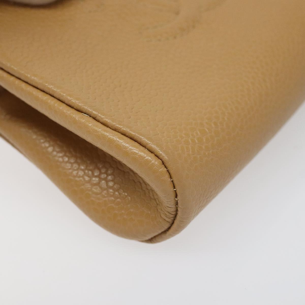CHANEL COCO Mark Pouch Caviar Skin Beige Gold CC am7634