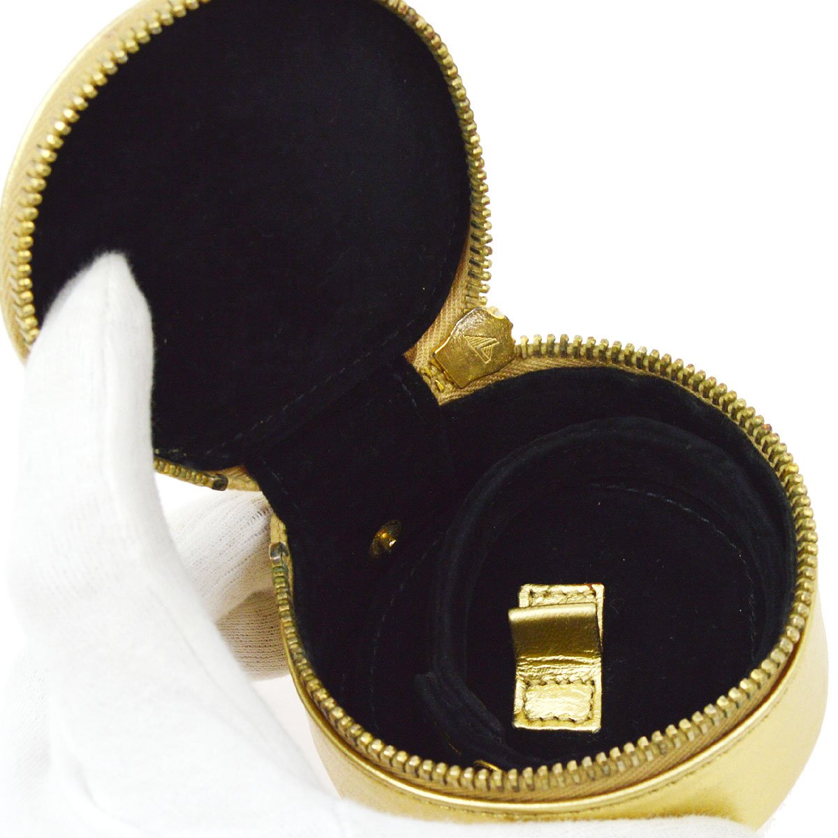 CHANEL 1994-1996 Timeless Jewelry Case Gold Lambskin
