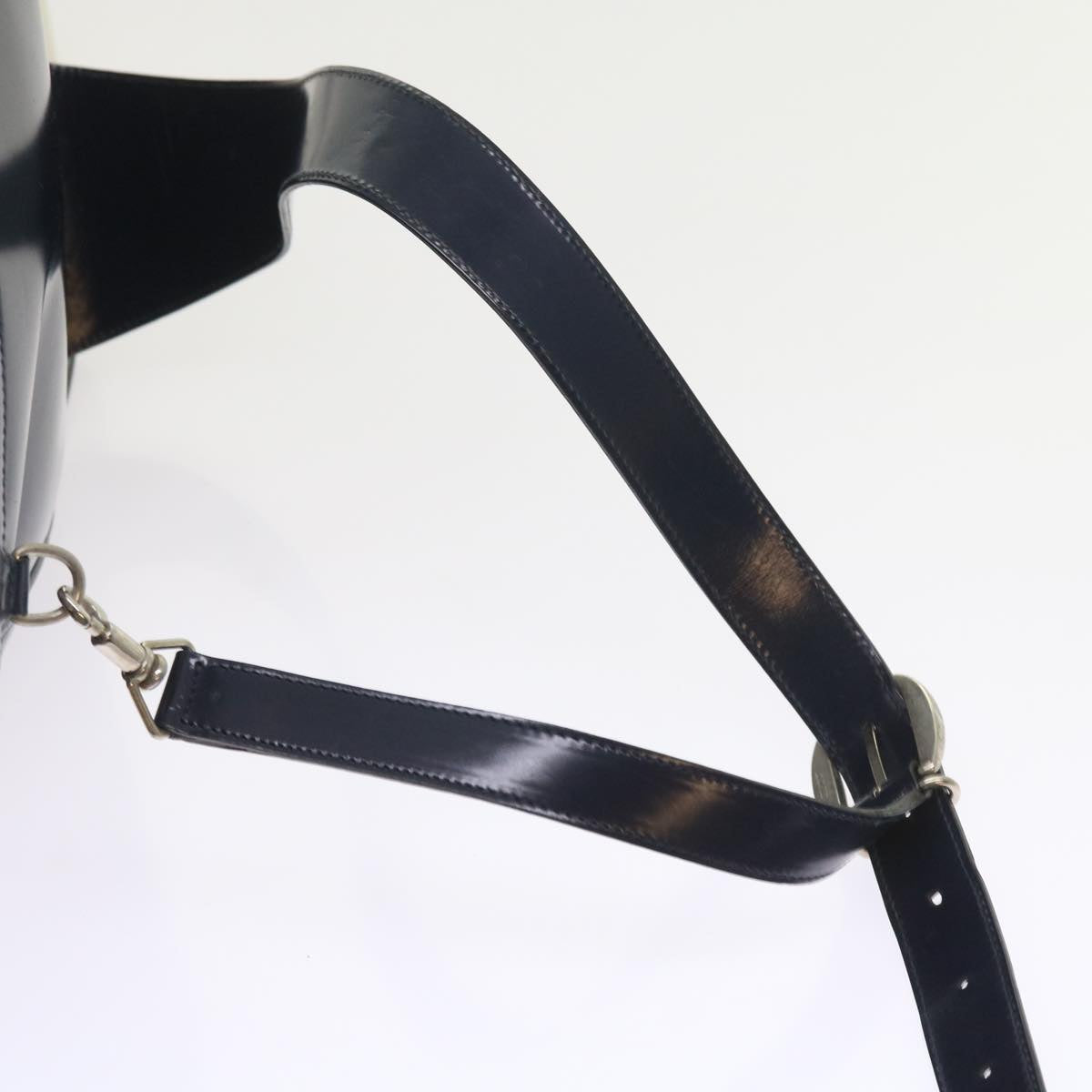 GUCCI Bamboo Body Bag Patent leather Navy ar10595B