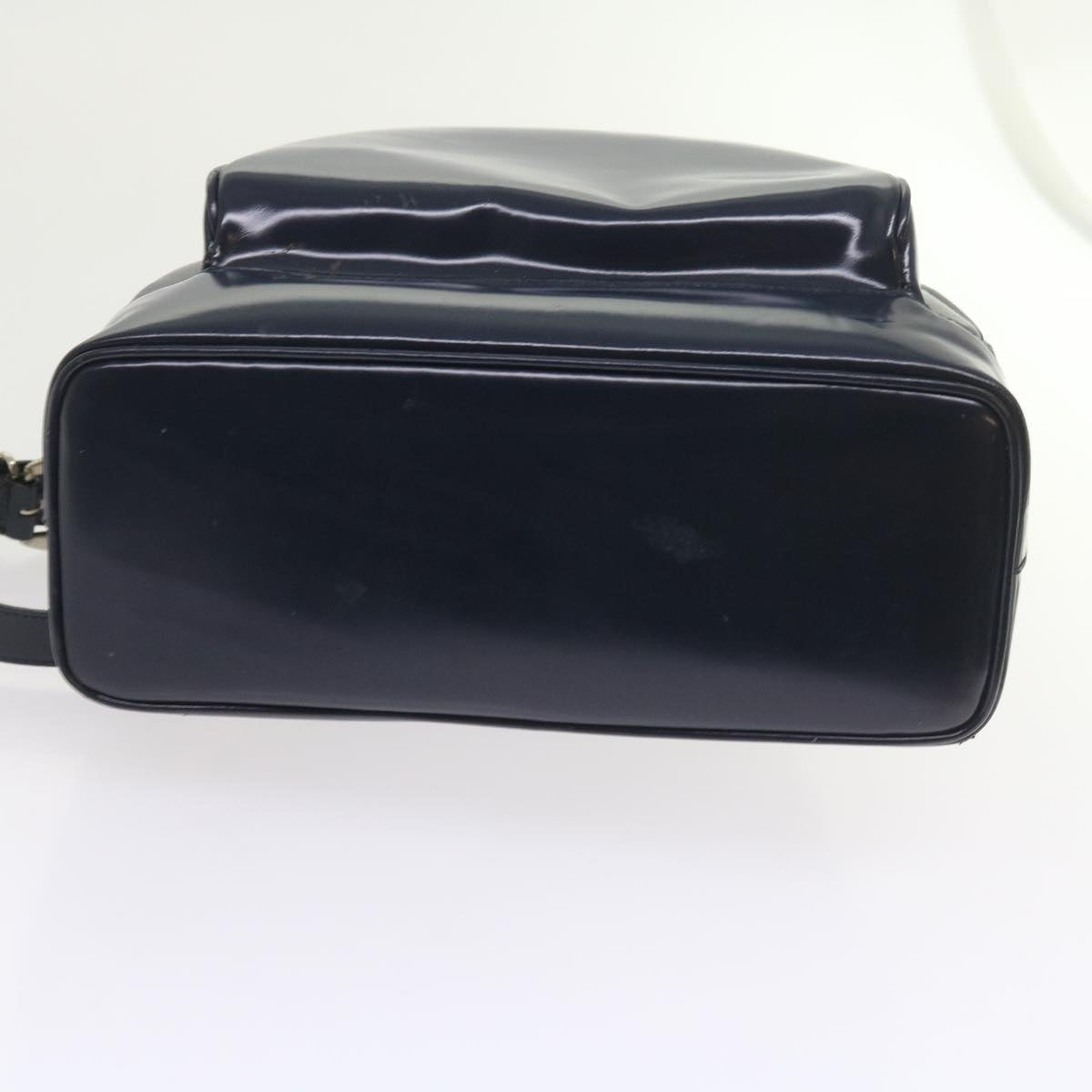 GUCCI Bamboo Body Bag Patent leather Navy ar10595B