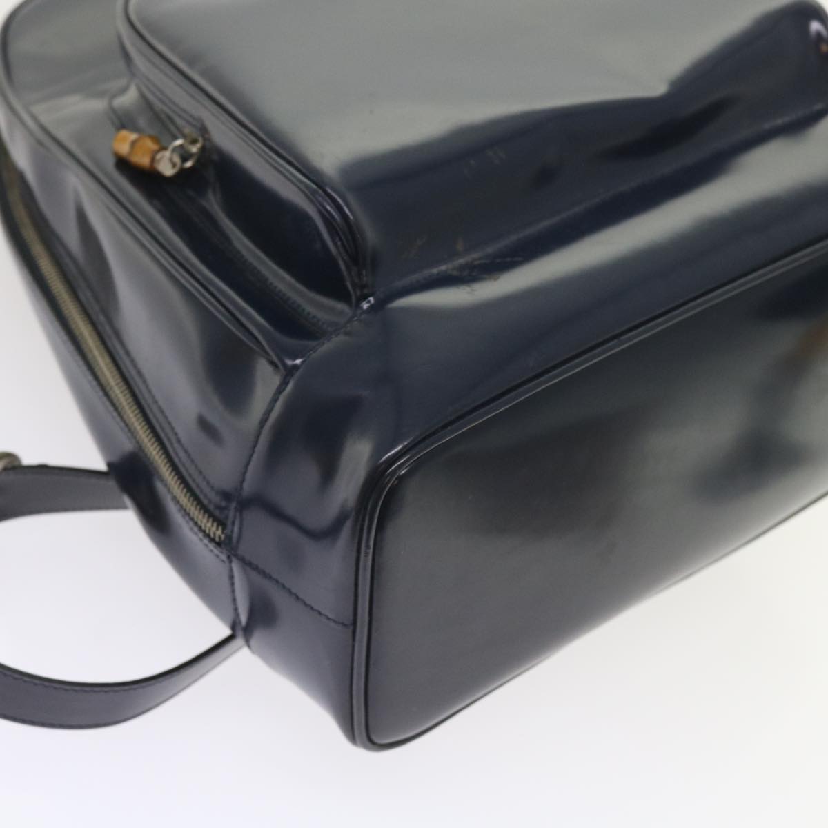 GUCCI Bamboo Body Bag Patent leather Navy ar10595B