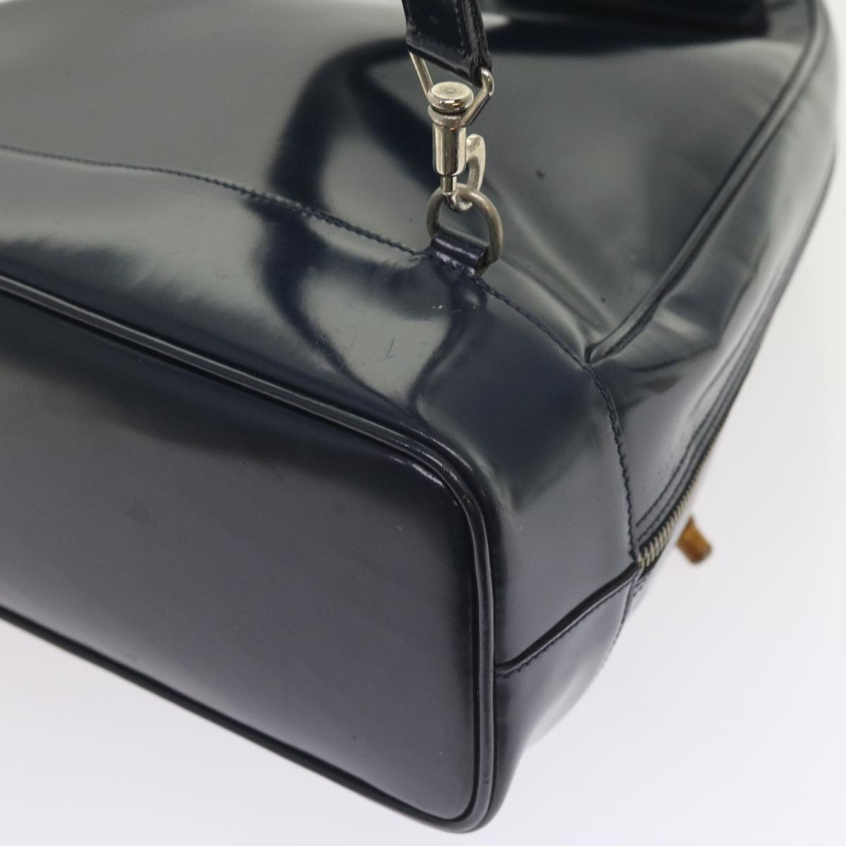 GUCCI Bamboo Body Bag Patent leather Navy ar10595B