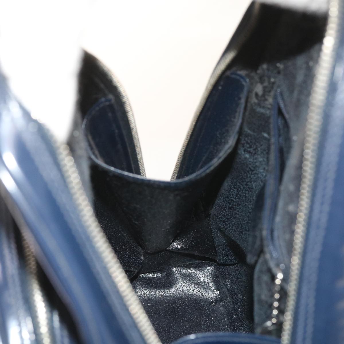 GUCCI Bamboo Body Bag Patent leather Navy ar10595B
