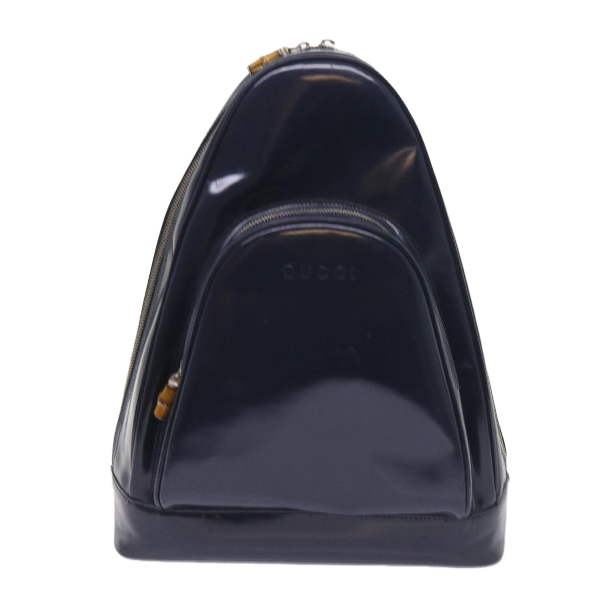 GUCCI Bamboo Body Bag Patent leather Navy ar10595B