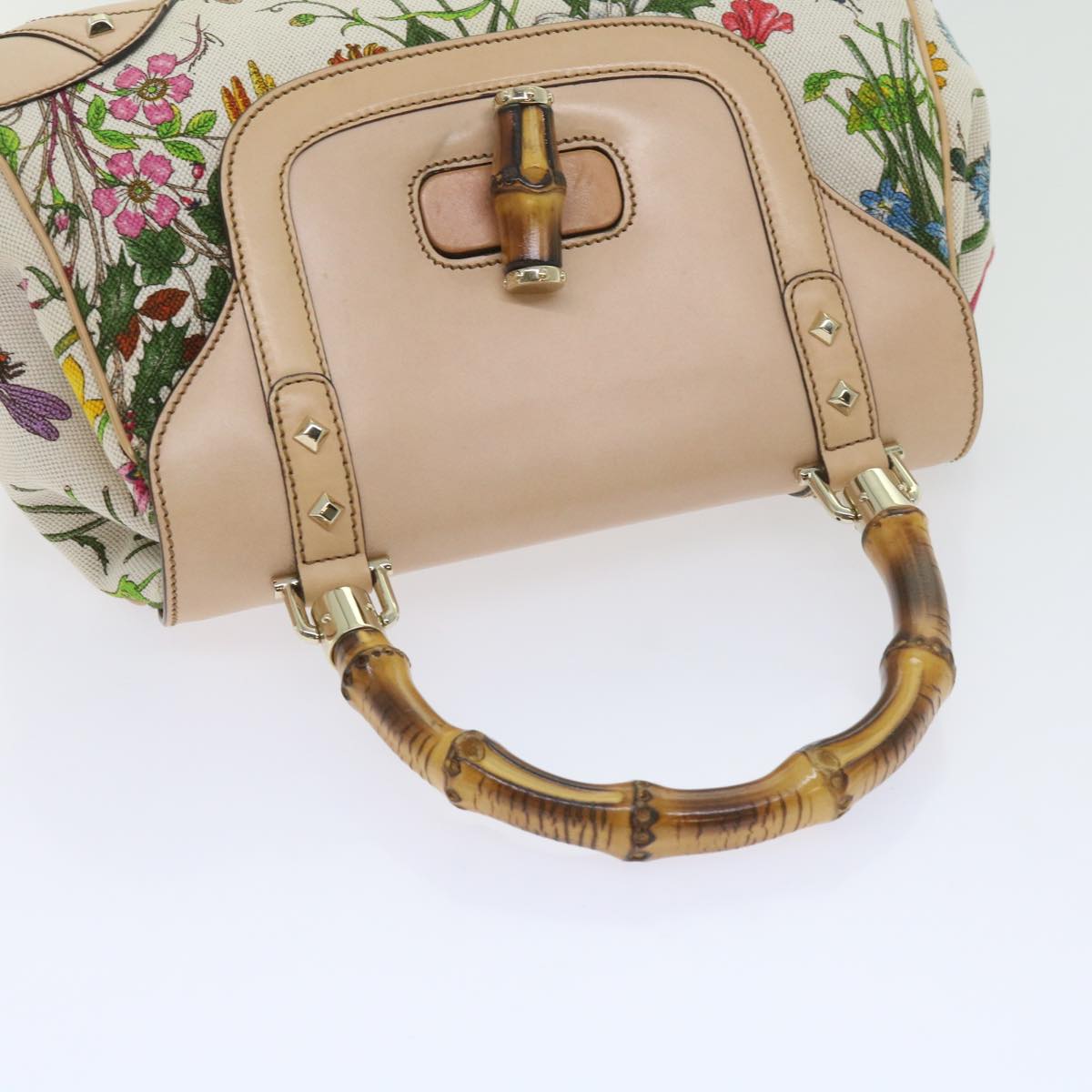 GUCCI Bamboo Hand Bag Canvas Multicolor 137351 ar10633B