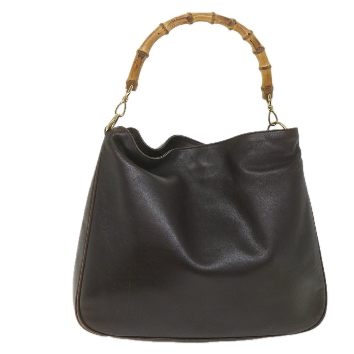 GUCCI Bamboo Shoulder Bag Leather Brown ar10677
