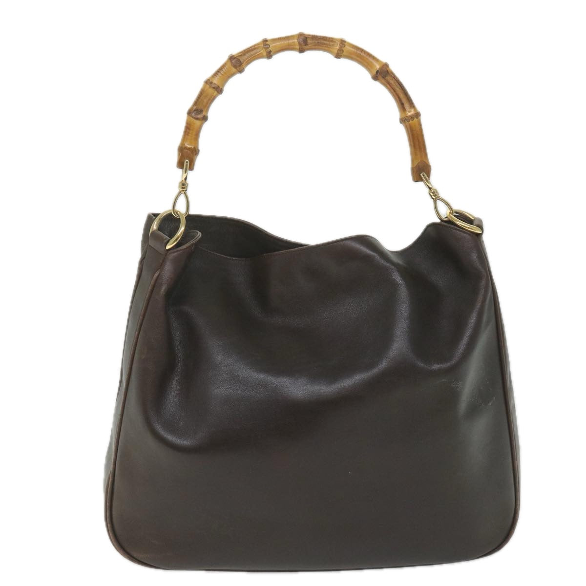 GUCCI Bamboo Shoulder Bag Leather Brown ar10677