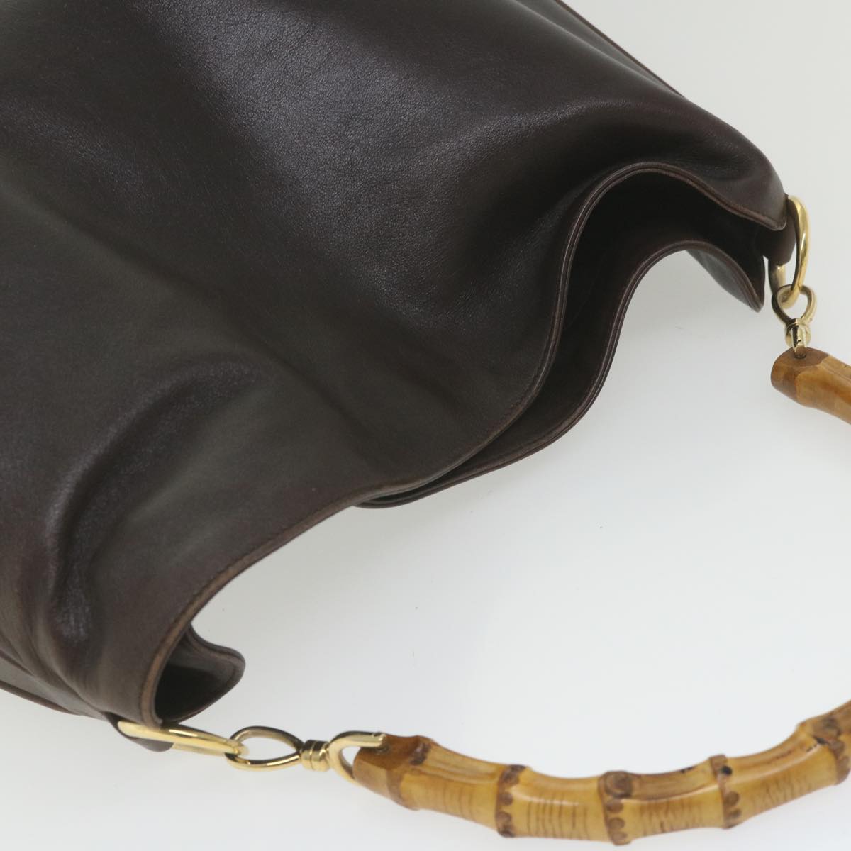 GUCCI Bamboo Shoulder Bag Leather Brown ar10677