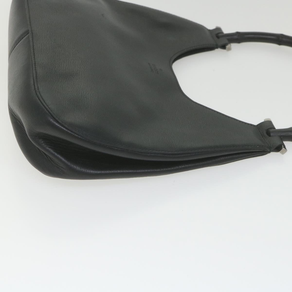 GUCCI Bamboo Shoulder Bag Leather Black ar10691