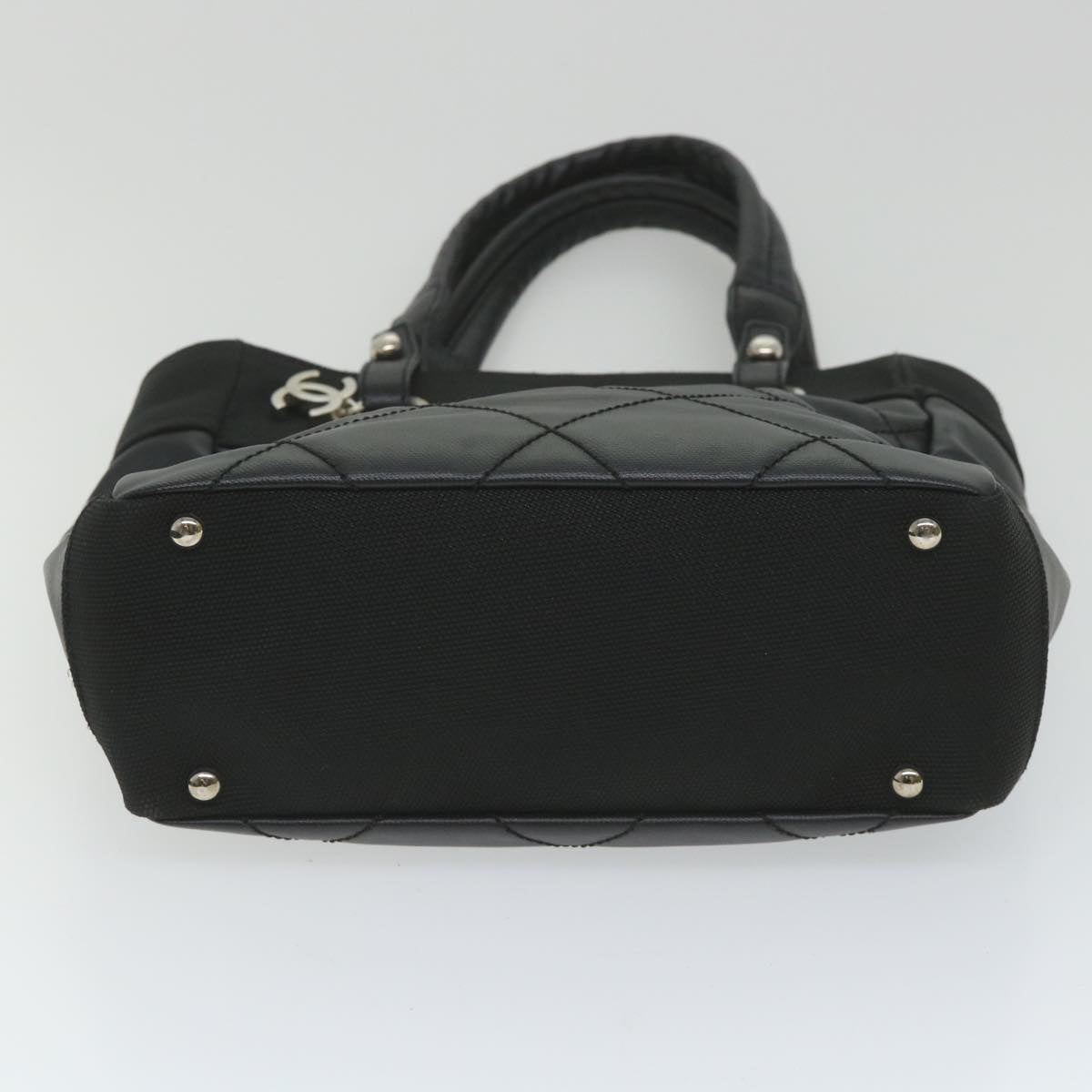 CHANEL Paris Biarritz Tote PM Tote Bag Coated Canvas Black CC ar10719