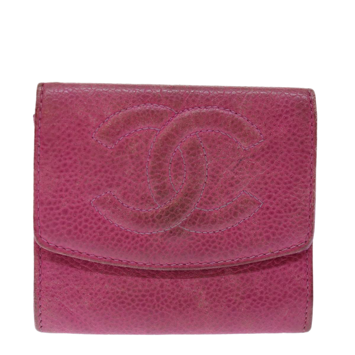 CHANEL COCO Mark Coin Purse Caviar Skin Pink CC ar11706