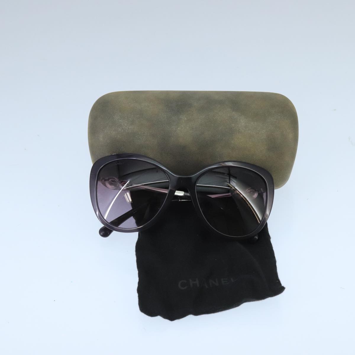 CHANEL Pearl Sunglasses plastic Purple CC ar12914
