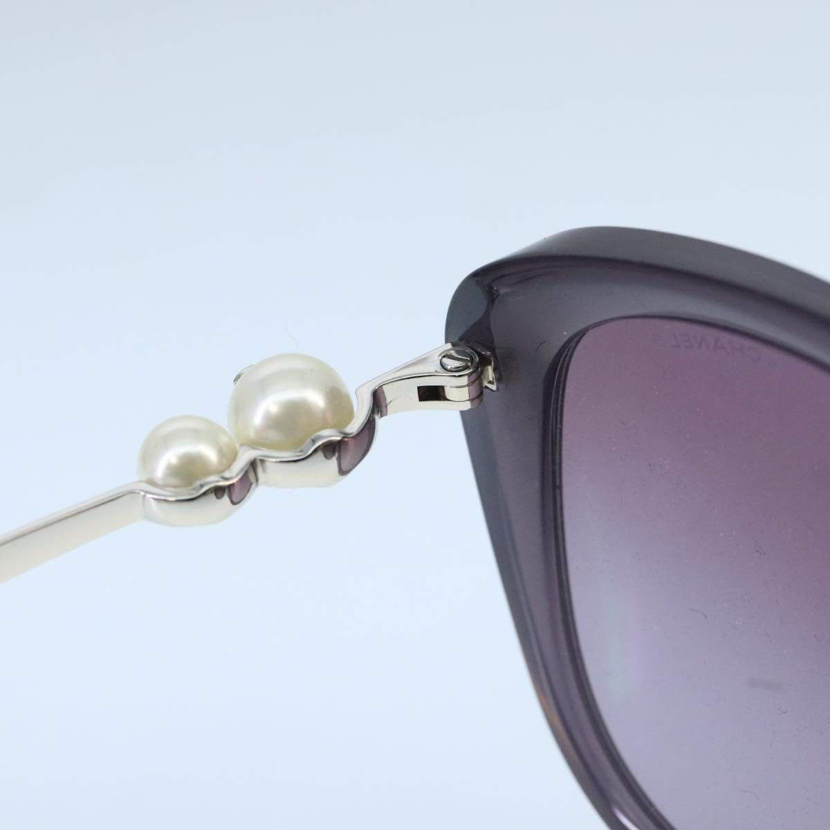 CHANEL Pearl Sunglasses plastic Purple CC ar12914