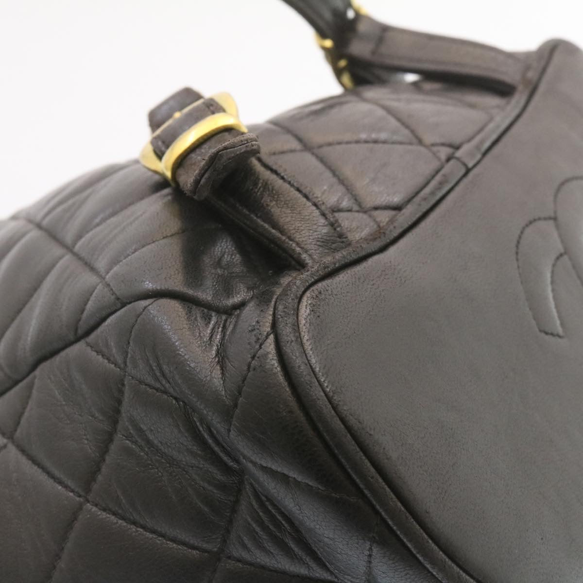 CHANEL Matelasse Backpack Leather Black Gold Tone CC ar4662A