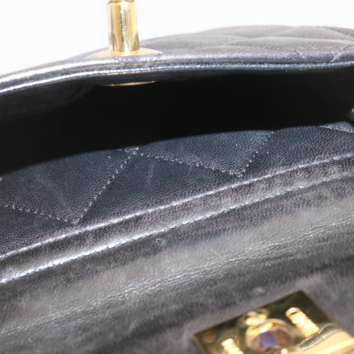 CHANEL Matelasse Backpack Leather Black Gold Tone CC ar4662A