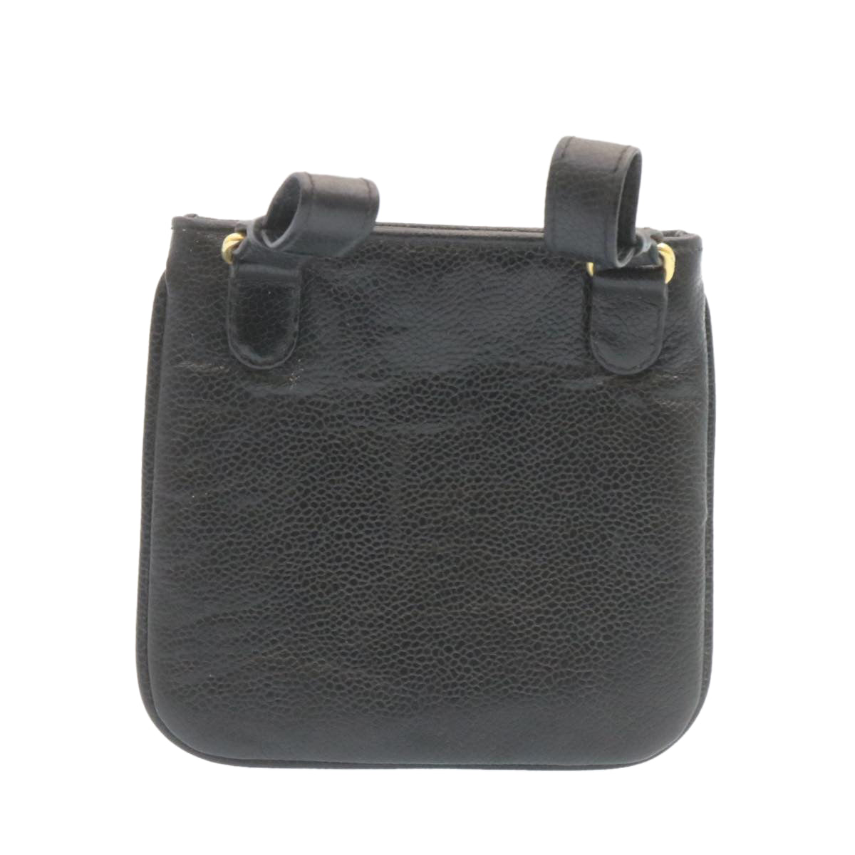 CHANEL Caviar Skin Waist Pouch Leather Black CC ar5893A