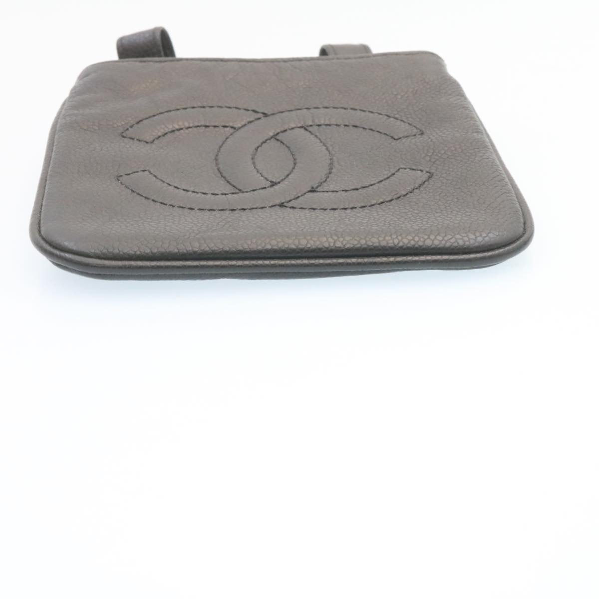 CHANEL Caviar Skin Waist Pouch Leather Black CC ar5893A