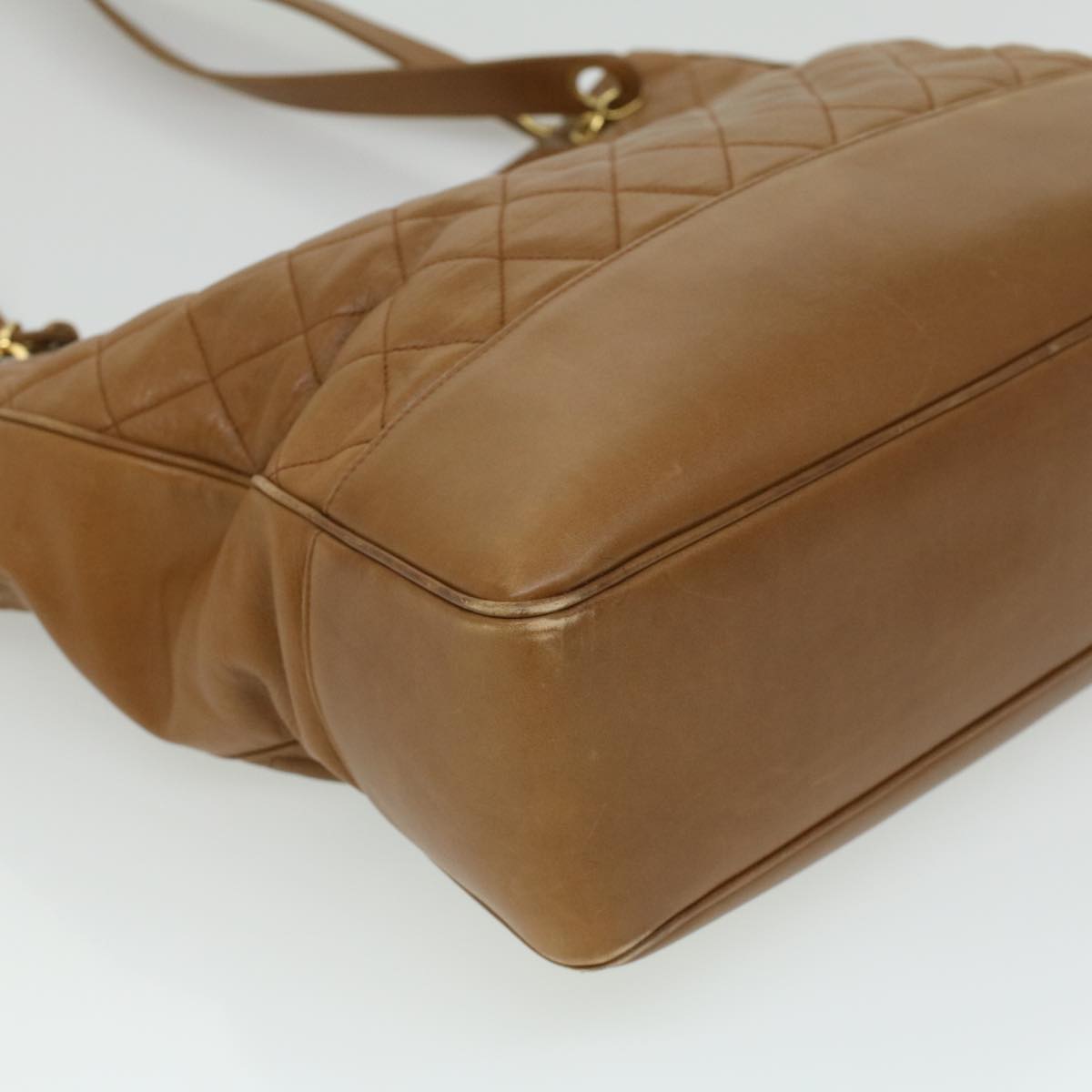 CHANEL Matelasse Chain Shoulder Bag Lamb Skin Brown CC ar8527