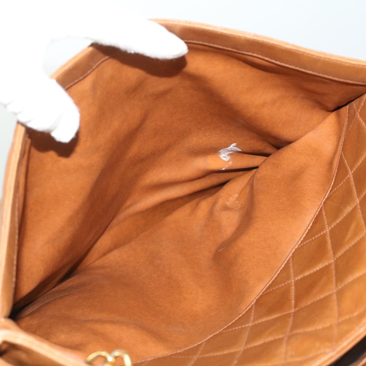 CHANEL Matelasse Chain Shoulder Bag Lamb Skin Brown CC ar8527