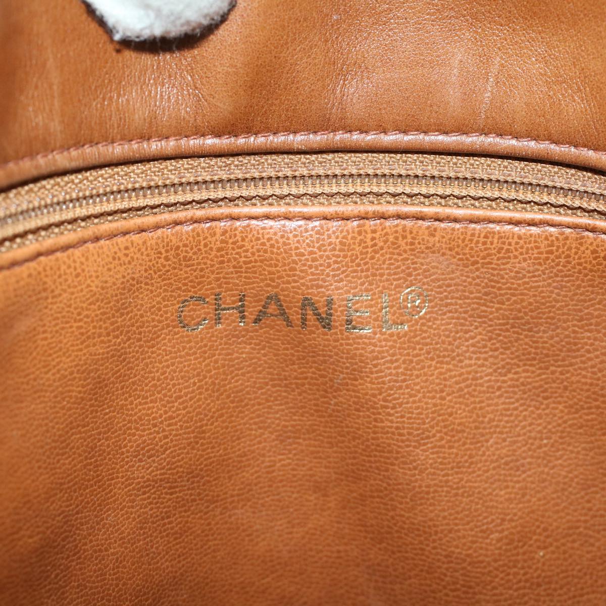 CHANEL Matelasse Chain Shoulder Bag Lamb Skin Brown CC ar8527