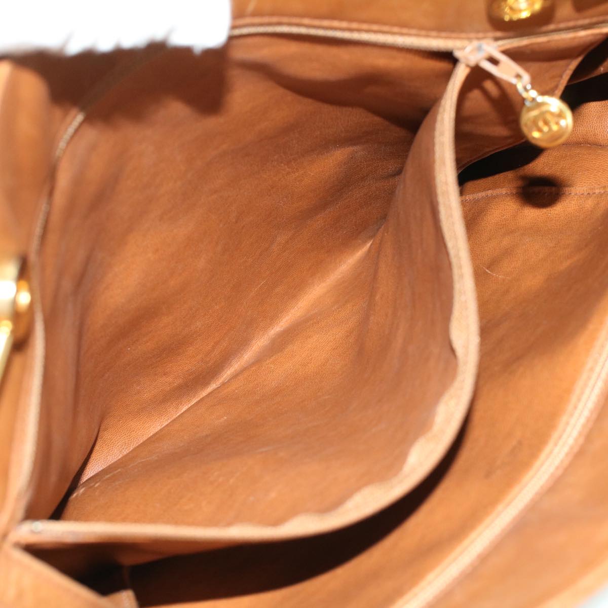 CHANEL Matelasse Chain Shoulder Bag Lamb Skin Brown CC ar8527
