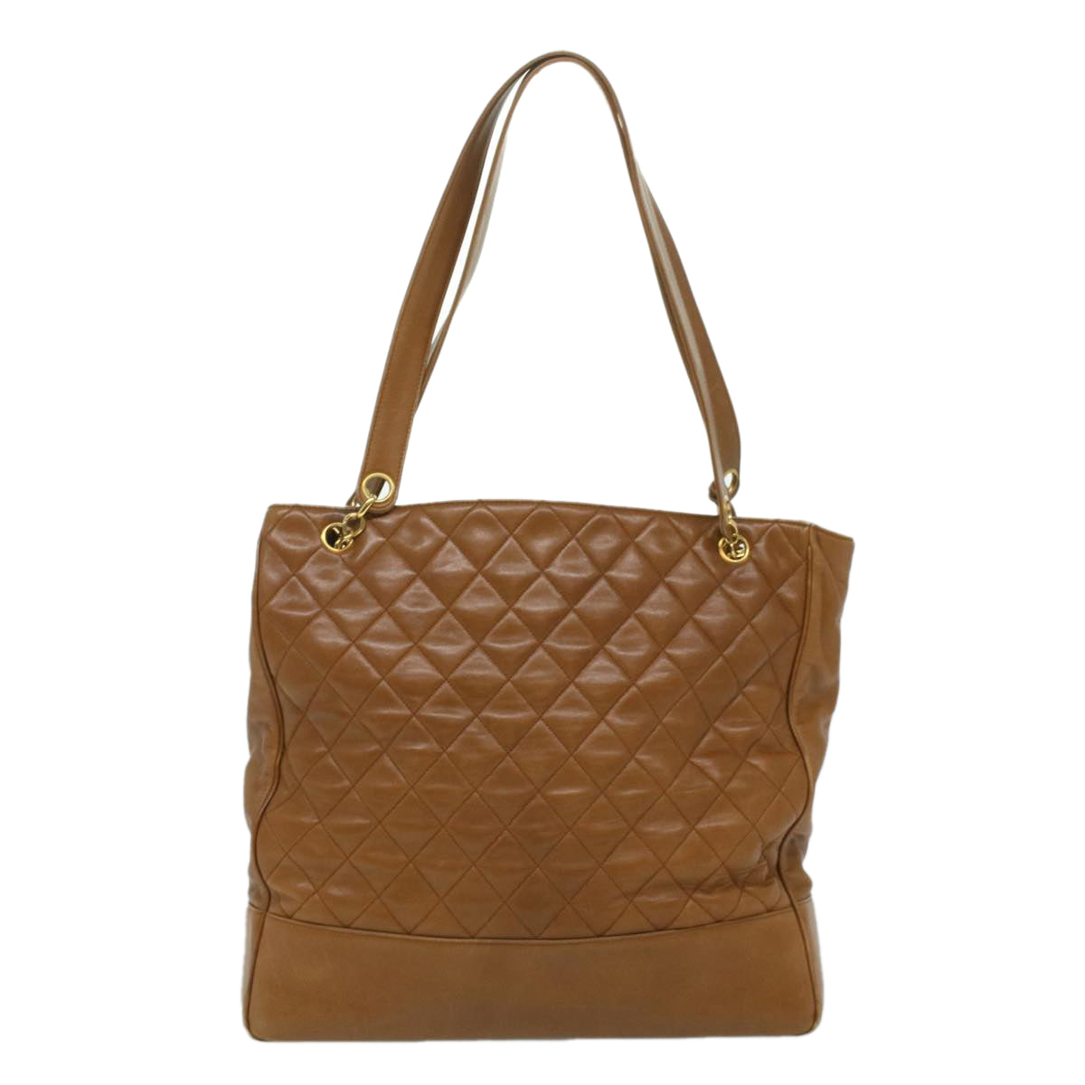 CHANEL Matelasse Chain Shoulder Bag Lamb Skin Brown CC ar8527