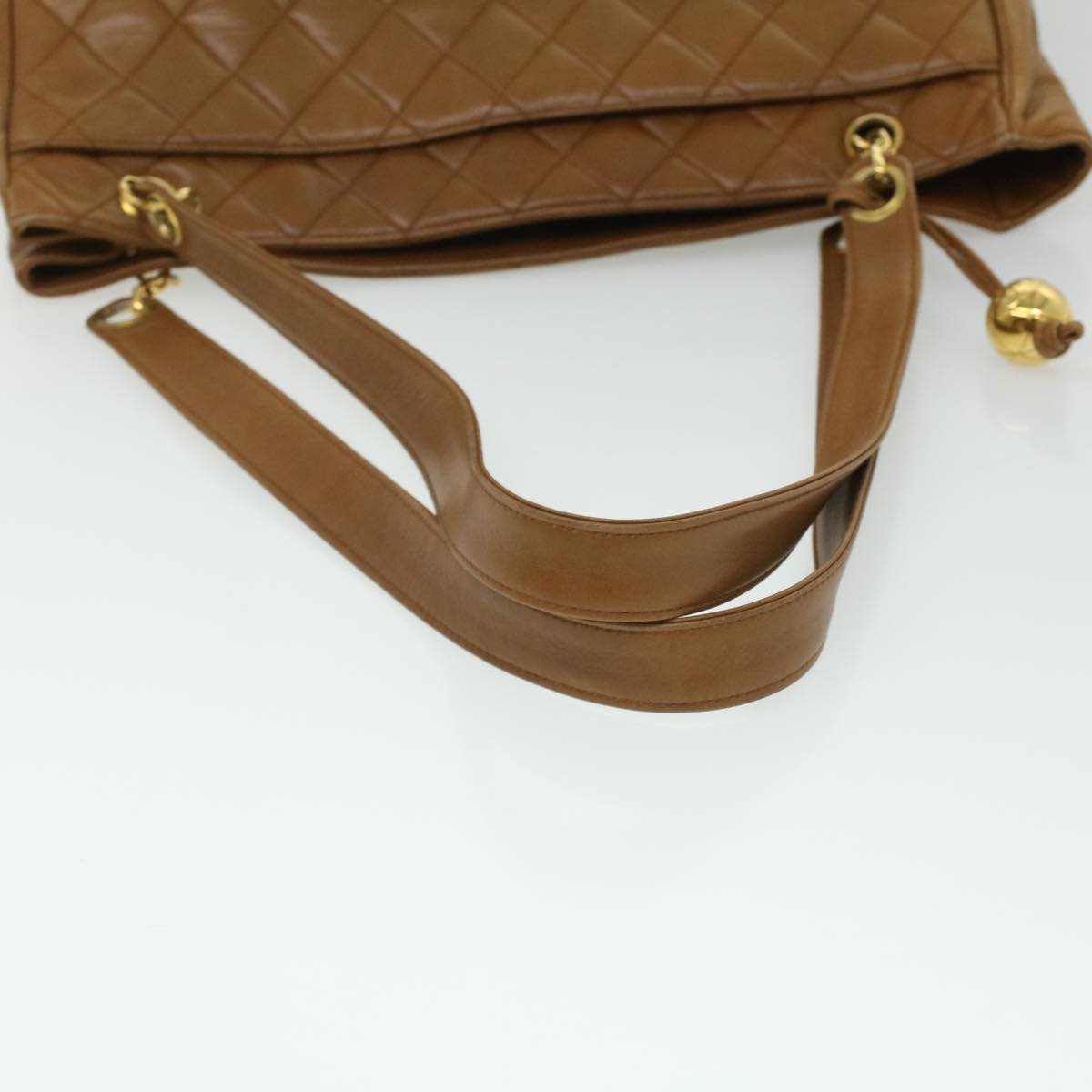 CHANEL Matelasse Chain Shoulder Bag Lamb Skin Brown CC ar8527
