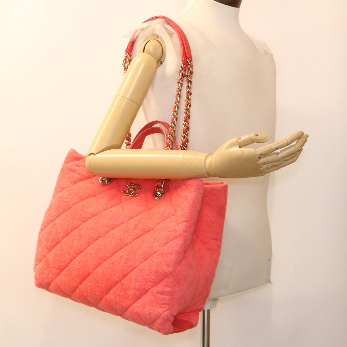 CHANEL Chain Hand Bag Pile 2way Pink CC ar9158SA