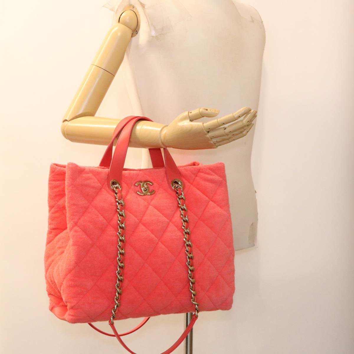 CHANEL Chain Hand Bag Pile 2way Pink CC ar9158SA
