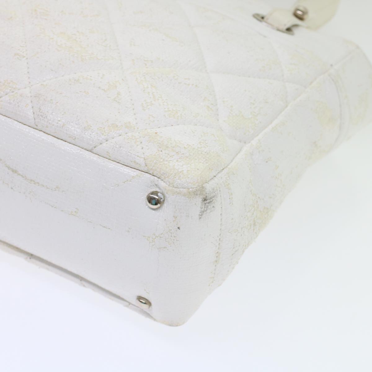CHANEL Shoulder Bag Coated Canvas White CC ar9716