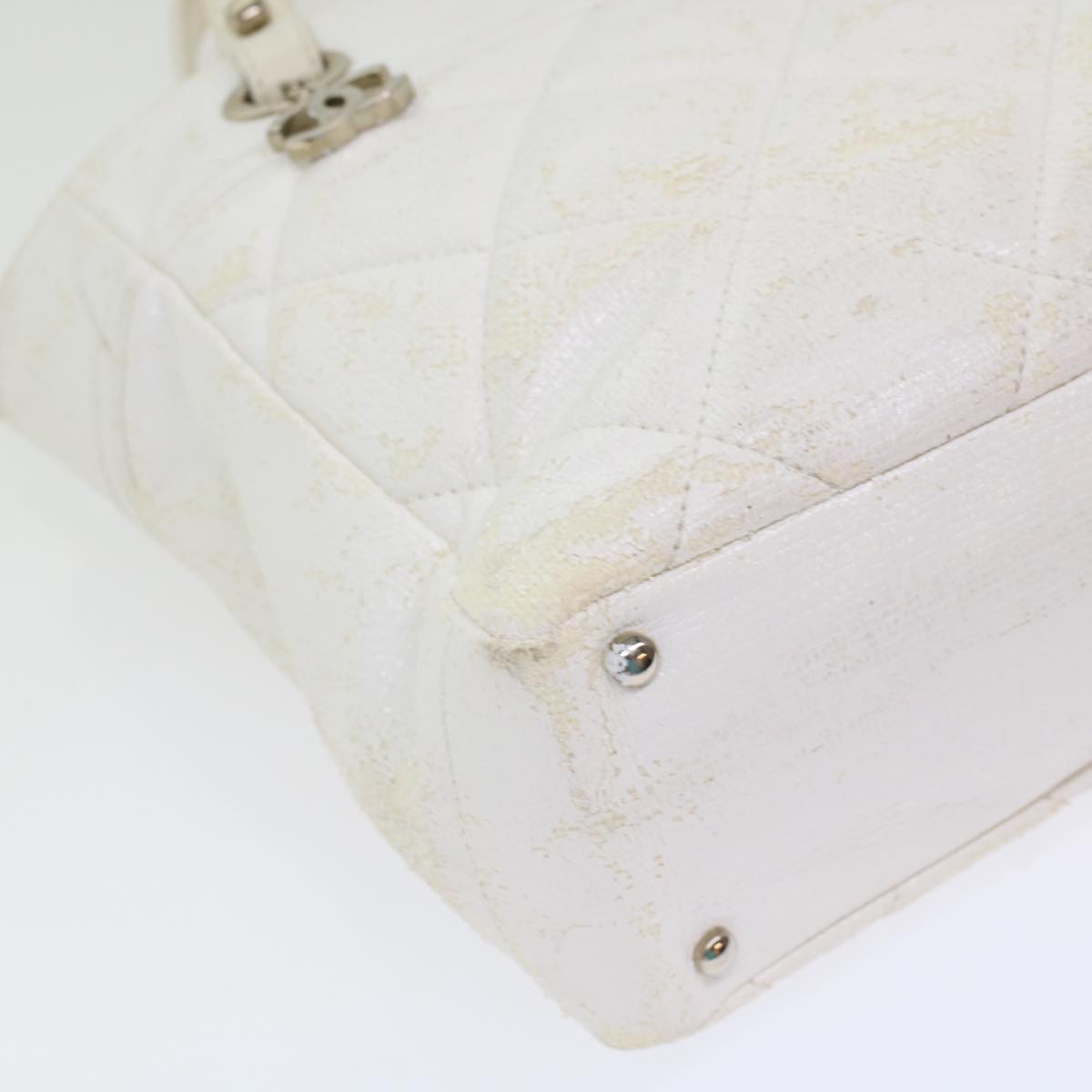 CHANEL Shoulder Bag Coated Canvas White CC ar9716