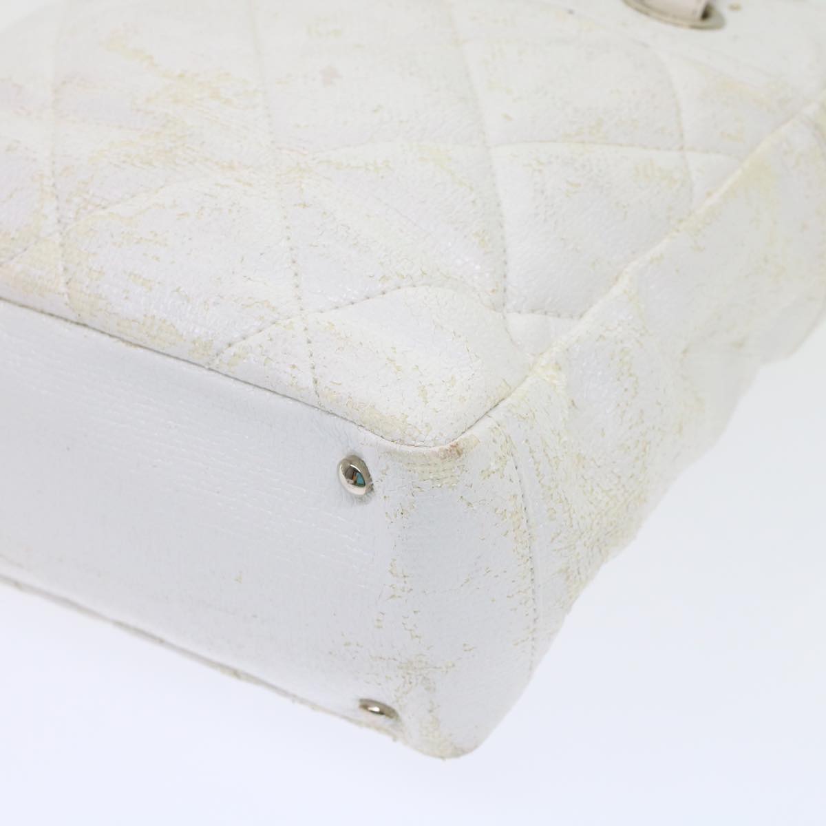 CHANEL Shoulder Bag Coated Canvas White CC ar9716