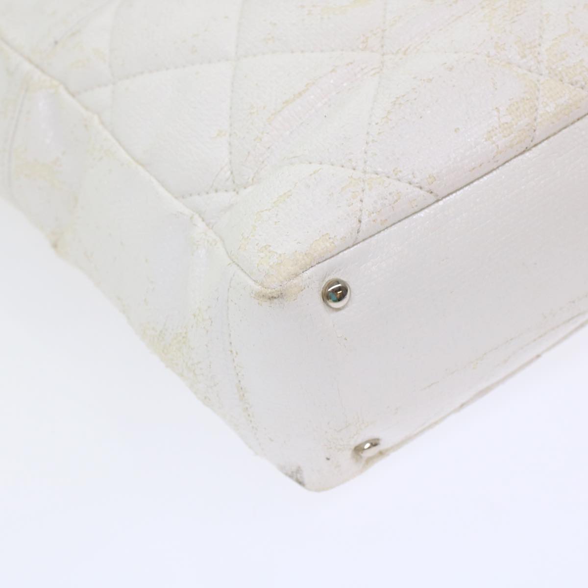 CHANEL Shoulder Bag Coated Canvas White CC ar9716