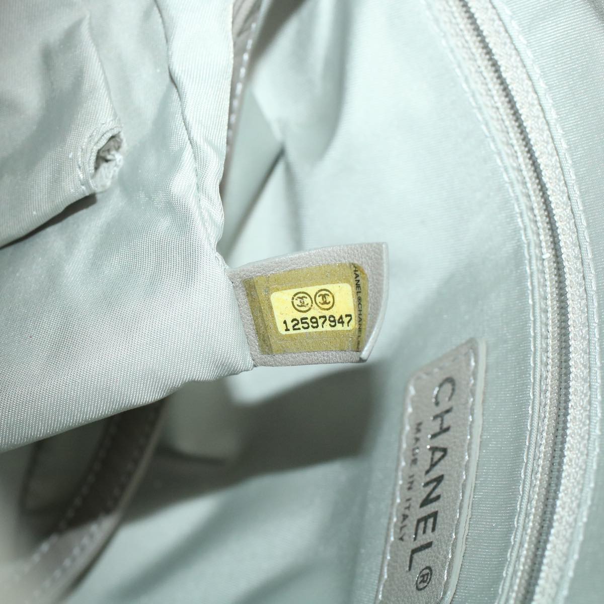 CHANEL Shoulder Bag Coated Canvas White CC ar9716