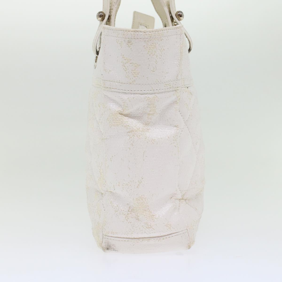 CHANEL Shoulder Bag Coated Canvas White CC ar9716